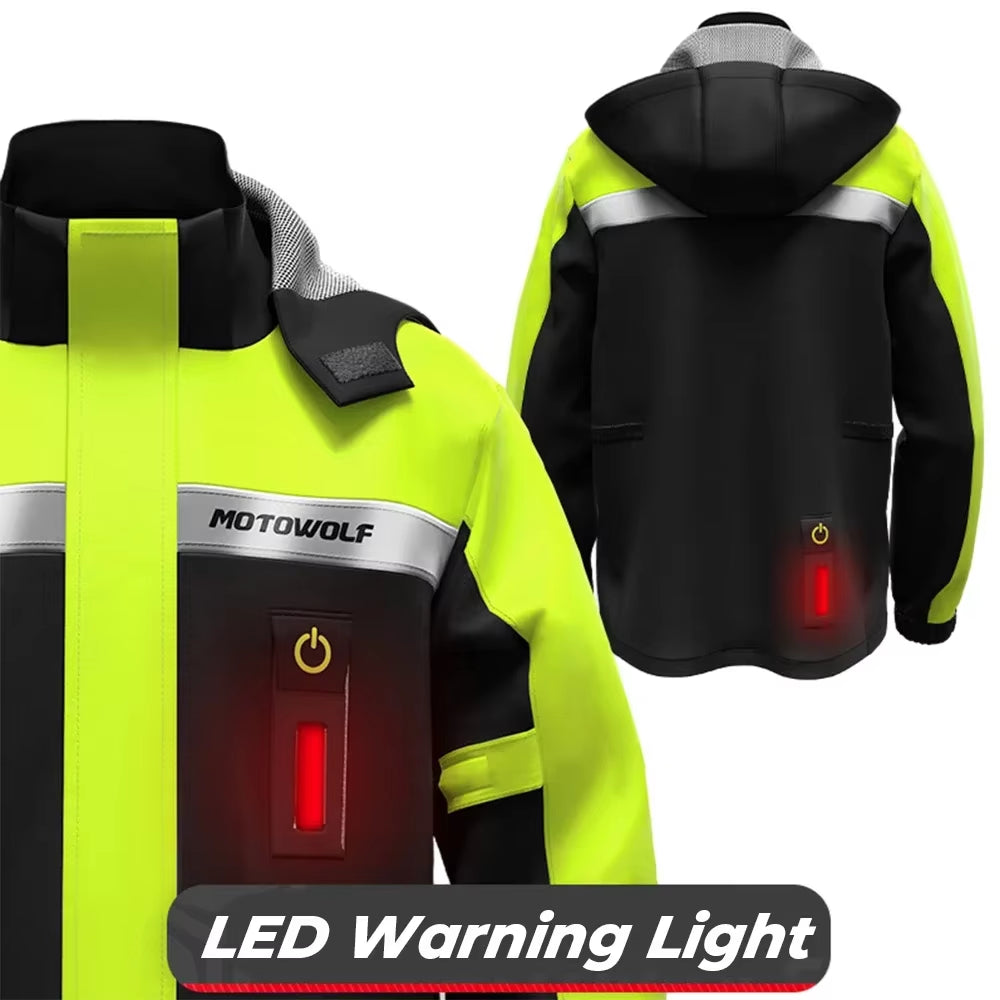 Summer Motorcycle Raincoat Rain Jacket Pants LED Alert Split Suit Rainstorm Waterproof Reflective Impermeable for Outdoor Riding