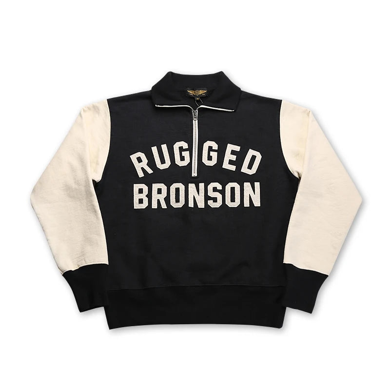 Bronson Heavyweight Vintage Motorcycle Racing Jersey 1/2 Zip Biker Sweatshirt