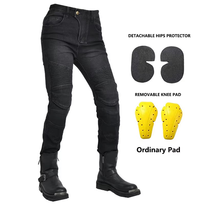 Motorcycle 2025 New Jeans Women Upgrade Silicone Protector Detachable Racing Road Rider Four Seasons Casual Fashion Moto Pants