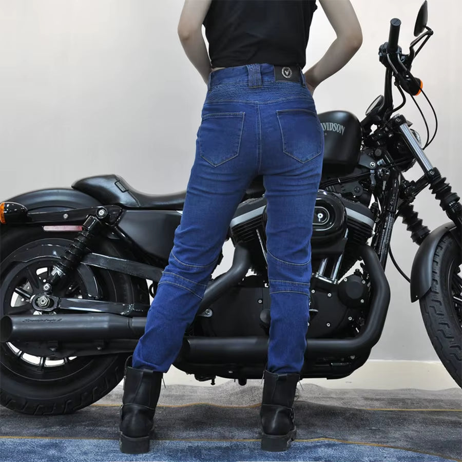 Motorcycle 2025 New Jeans Women Upgrade Silicone Protector Detachable Racing Road Rider Four Seasons Casual Fashion Moto Pants