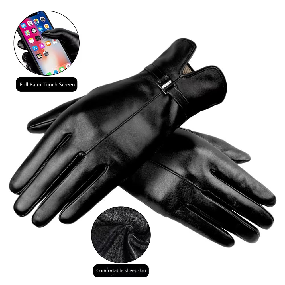 Motorcycle Leather Gloves Waterproof Woman Motocross Driving Thermal Gloves for Cold Cycling Winter Mtb Riding Full Finger Glove