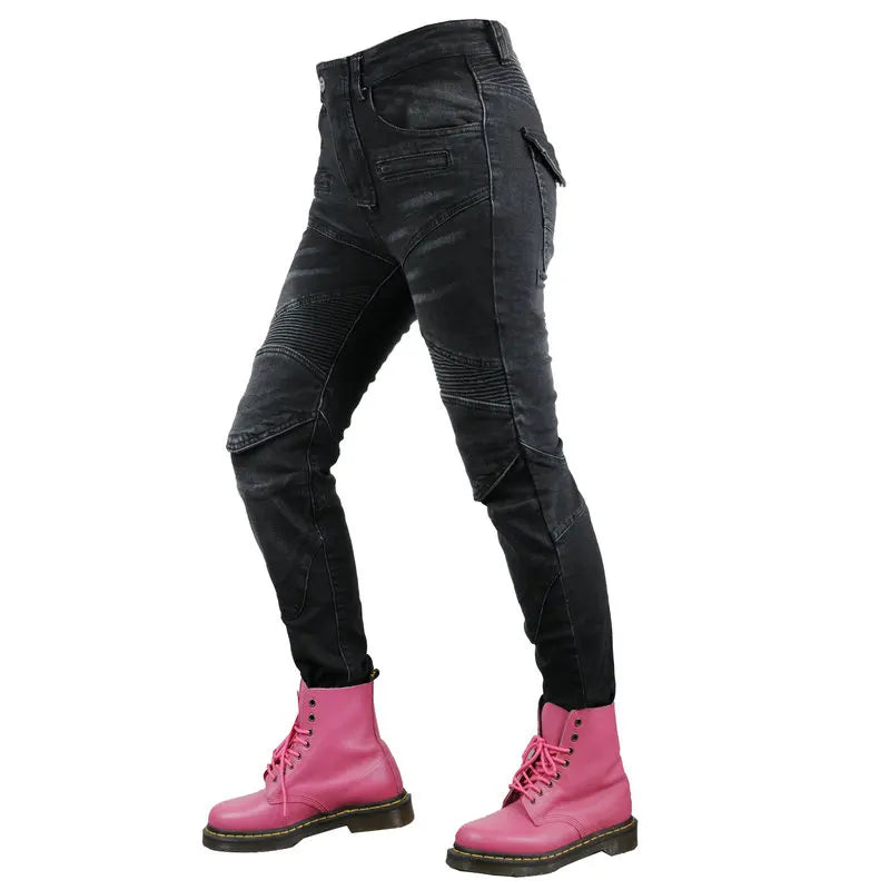 Motorcycle Pants Pantalon Moto Jeans PK718 Woman Boyfriends Motorcycle Leisure Women'S Jeans Riding High Waist Jeans Gears