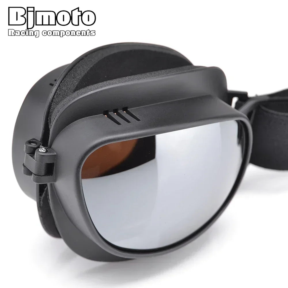 Foldable Motorcycle Goggles Vintage Helmet Goggles ATV UTV Biker Eyewear Goggles Glasses for Pilot Scooter Dirt Bike