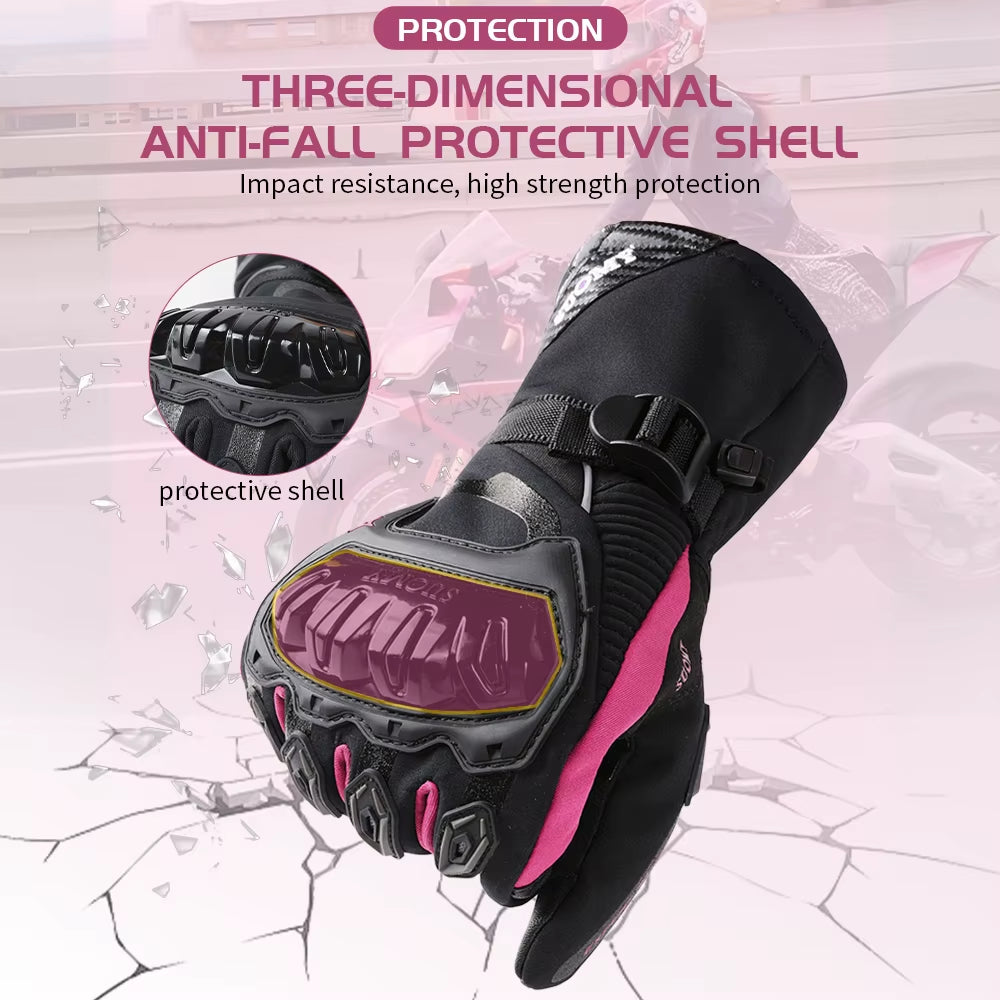Suomy Winter Warm Motorcycle Gloves Windproof Waterproof Female Motorbike Riding Gloves Women Pink Motocross Moto Guantes
