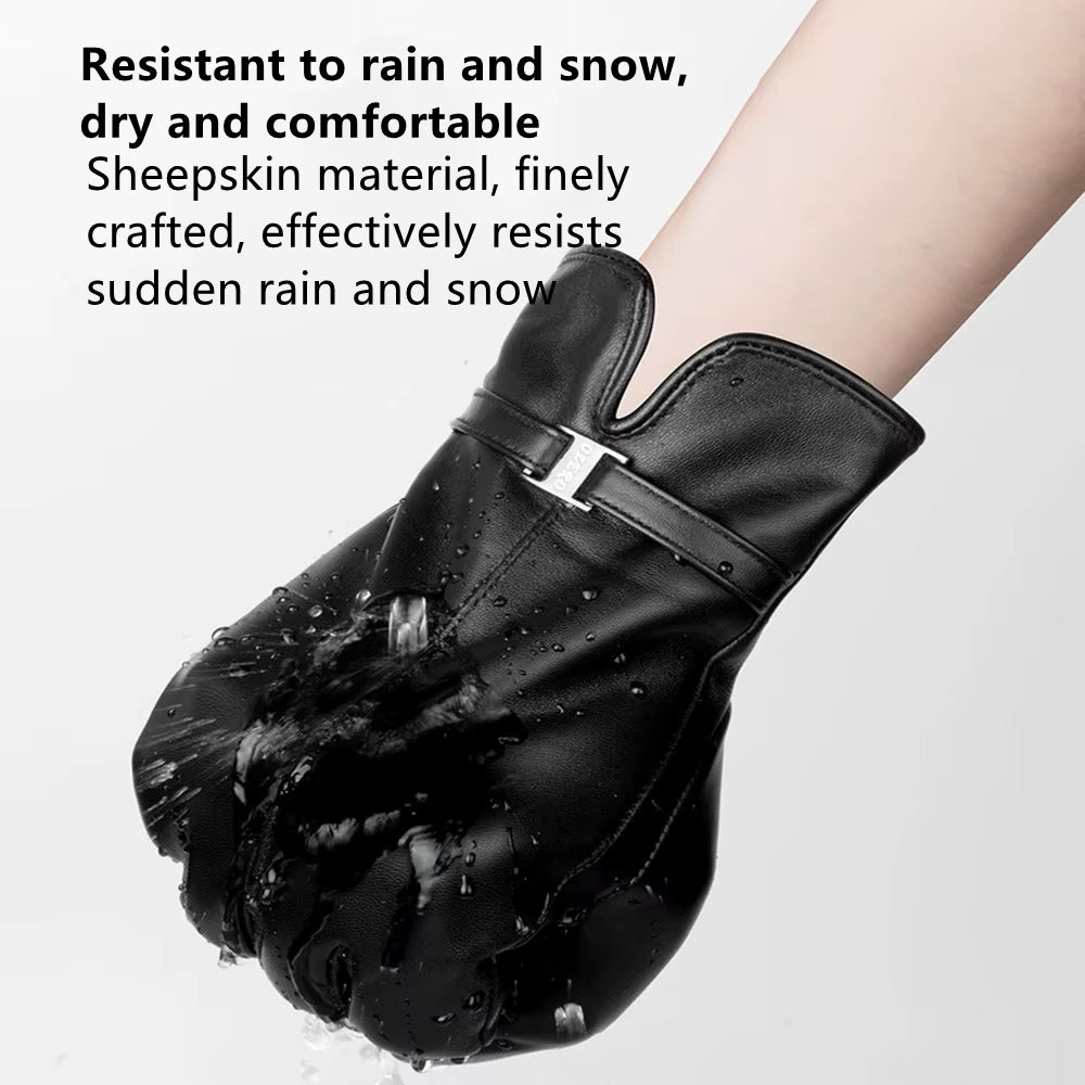 Motorcycle Leather Gloves Waterproof Woman Motocross Driving Thermal Gloves for Cold Cycling Winter Mtb Riding Full Finger Glove