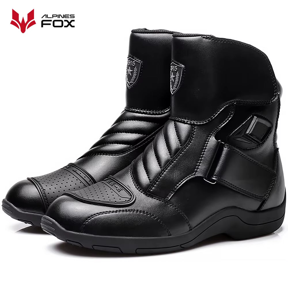 Motorcycle Leather Shoes Moto Boots Racing Bottes Motocross Boots PU Fabric Rubber Sole Wear-Resistant Anti-Collision Easy Wear