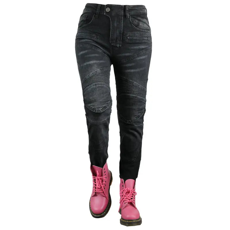 Motorcycle Pants Pantalon Moto Jeans PK718 Woman Boyfriends Motorcycle Leisure Women'S Jeans Riding High Waist Jeans Gears