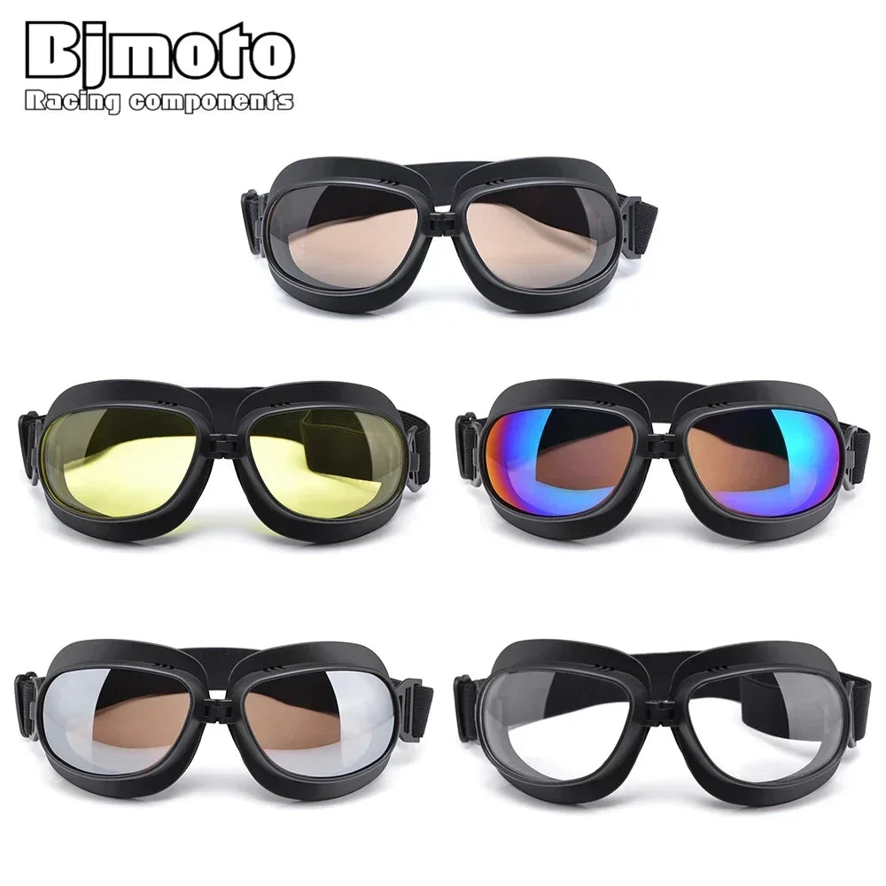Foldable Motorcycle Goggles Vintage Helmet Goggles ATV UTV Biker Eyewear Goggles Glasses for Pilot Scooter Dirt Bike