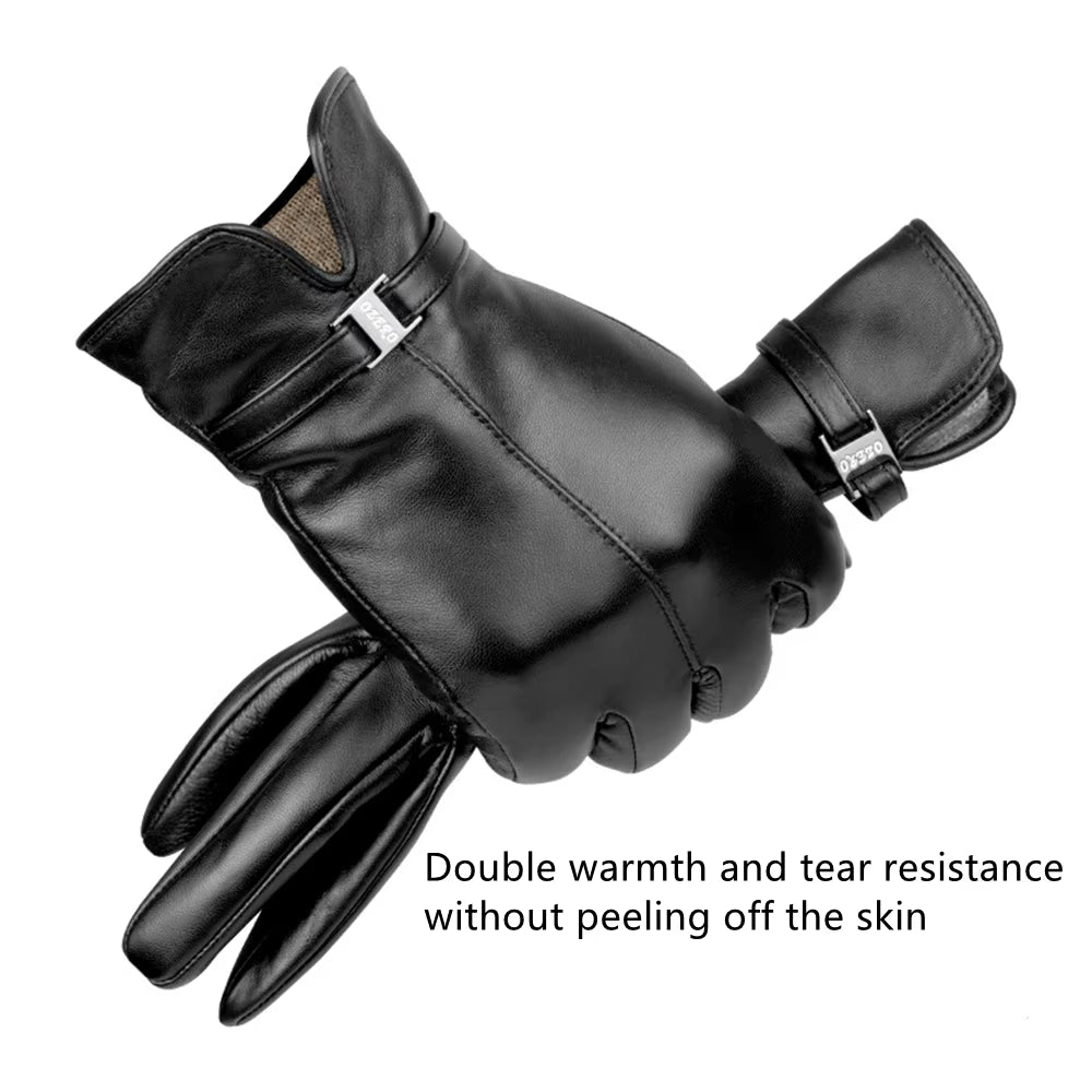 Motorcycle Leather Gloves Waterproof Woman Motocross Driving Thermal Gloves for Cold Cycling Winter Mtb Riding Full Finger Glove