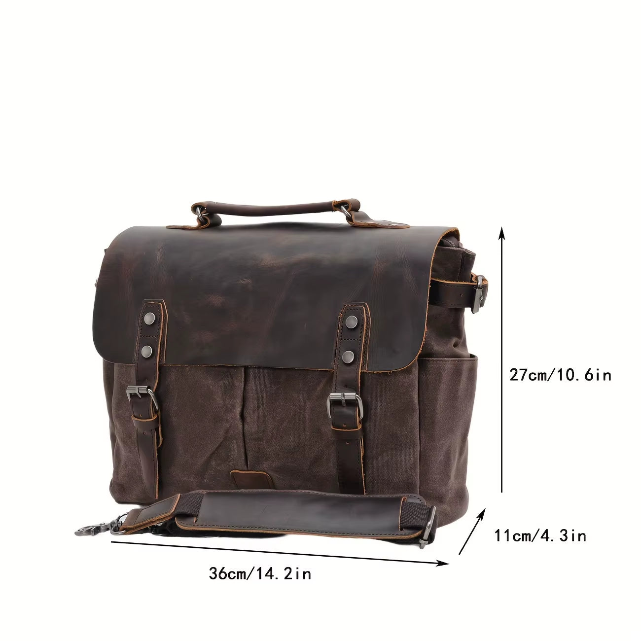 Vintage Men'S Canvas Crazy Horse Leather Shoulder Messenger Bag Computer Bag Official Knight Motorcycle Bag