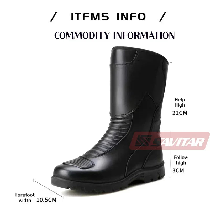 Motorcycle Boots Men Classic Motocross Boots with Reinforced Heel Toe Counter Waterproof Tall Motorcycle Touring Boot Botas Moto
