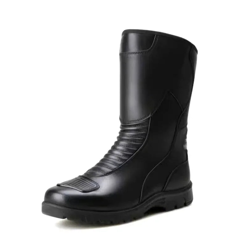 Motorcycle Boots Men Classic Motocross Boots with Reinforced Heel Toe Counter Waterproof Tall Motorcycle Touring Boot Botas Moto