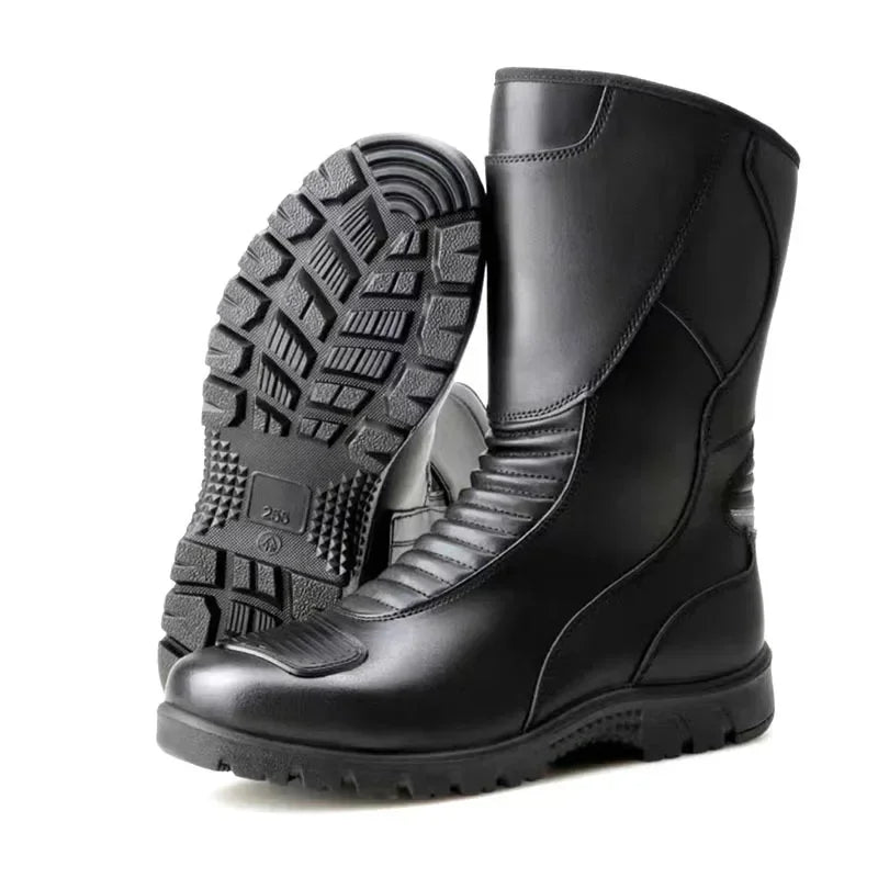 Motorcycle Boots Men Classic Motocross Boots with Reinforced Heel Toe Counter Waterproof Tall Motorcycle Touring Boot Botas Moto