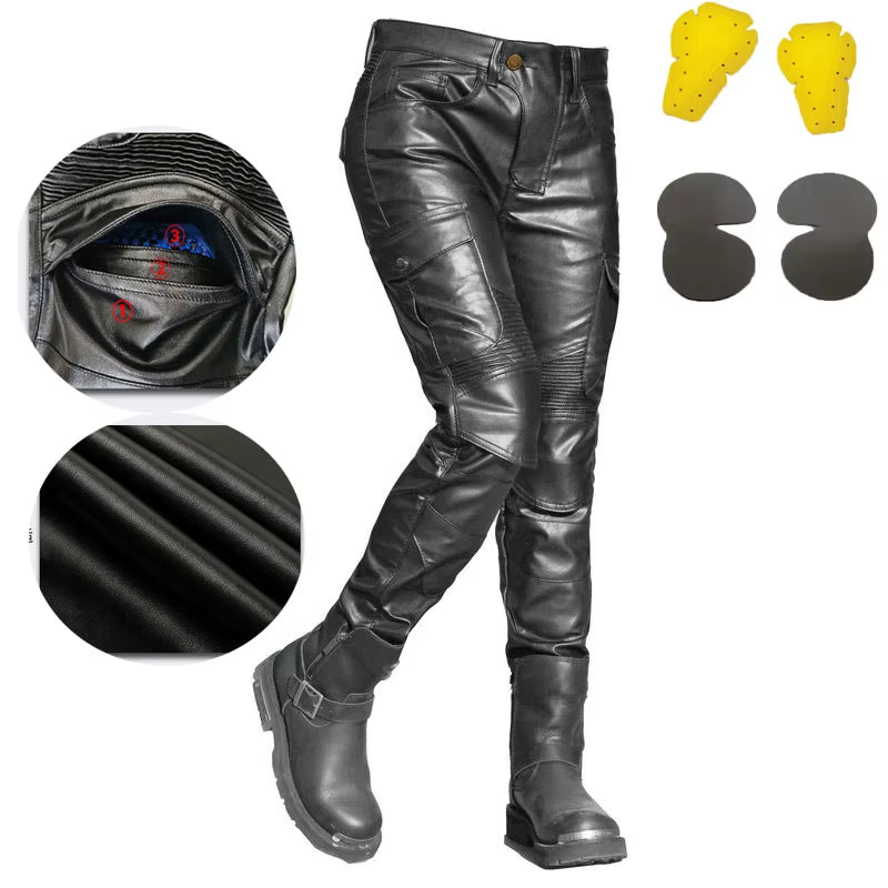 Motorcycle Pants Pantalon Moto Jeans Woman Boyfriends Motorcycle Leisure Sexy Hip Wrap Riding High Waist Pu Leather Pants