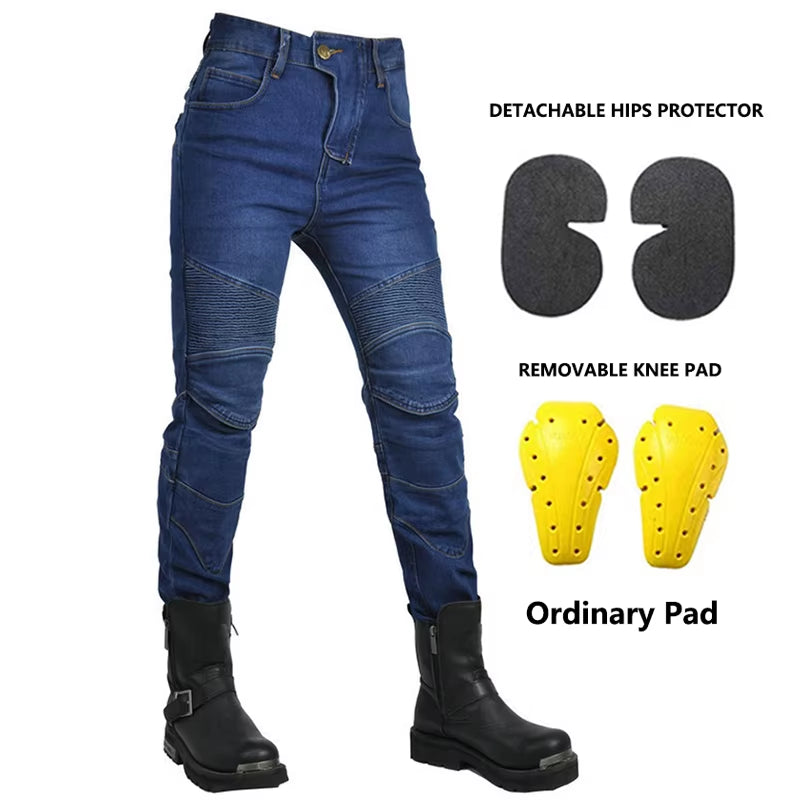 Motorcycle 2025 New Jeans Women Upgrade Silicone Protector Detachable Racing Road Rider Four Seasons Casual Fashion Moto Pants