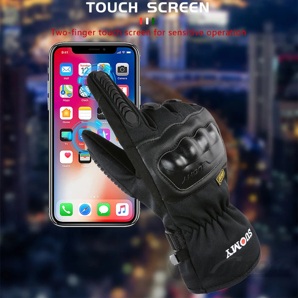 SUOMY Motorcycle Gloves Winter Waterproof Windproof Motorbike Motocross Racing Gloves Touchscreen Warming Moto Biker Gloves