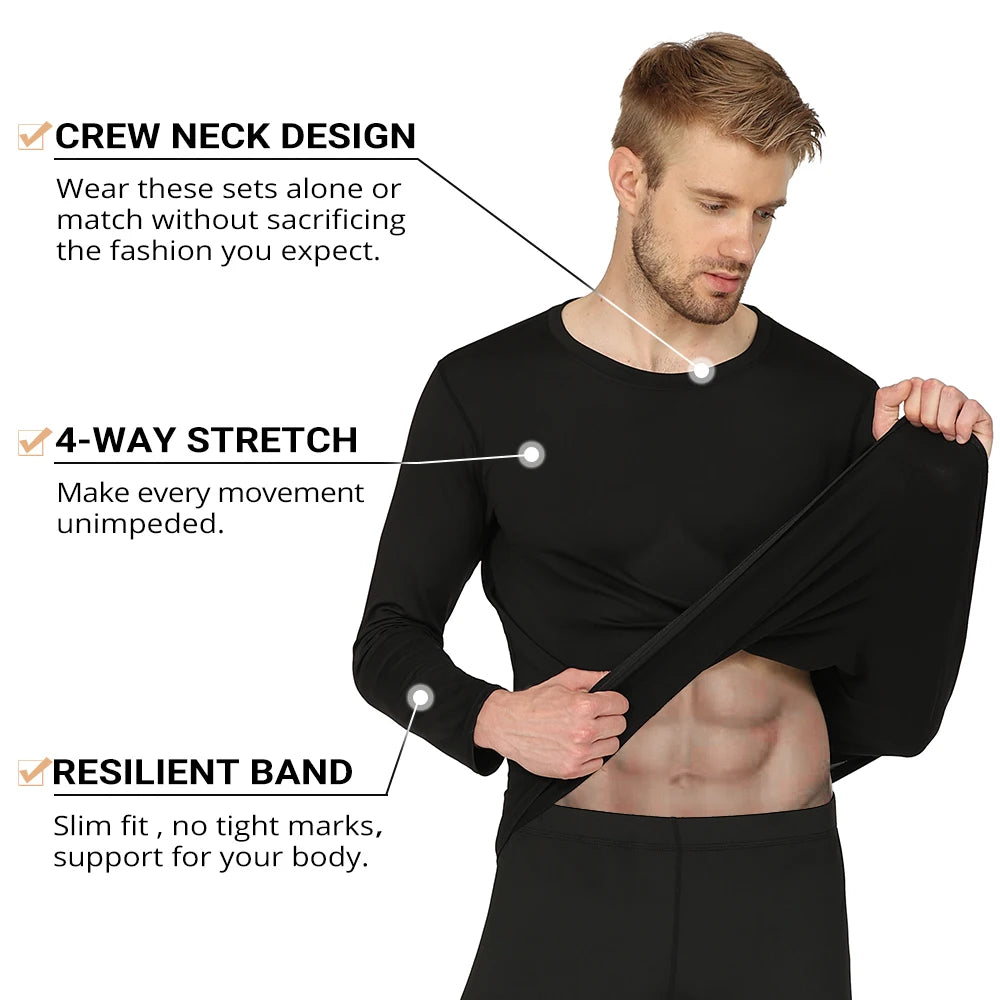 Men'S Winter Thermal Underwear Man First Layer Thermal Shirt Male Thermal Underwear Suit Men Long Johns Shirts & Tops Bottom Set