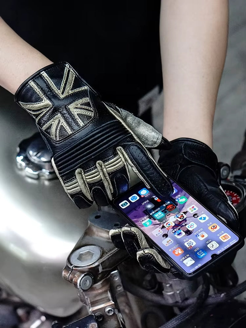 Uglybros Retro Genuine Leather Motorcycle Gloves Scooter Moto Gloves Spring Summer Breathable Protective Unisex Touch Scree