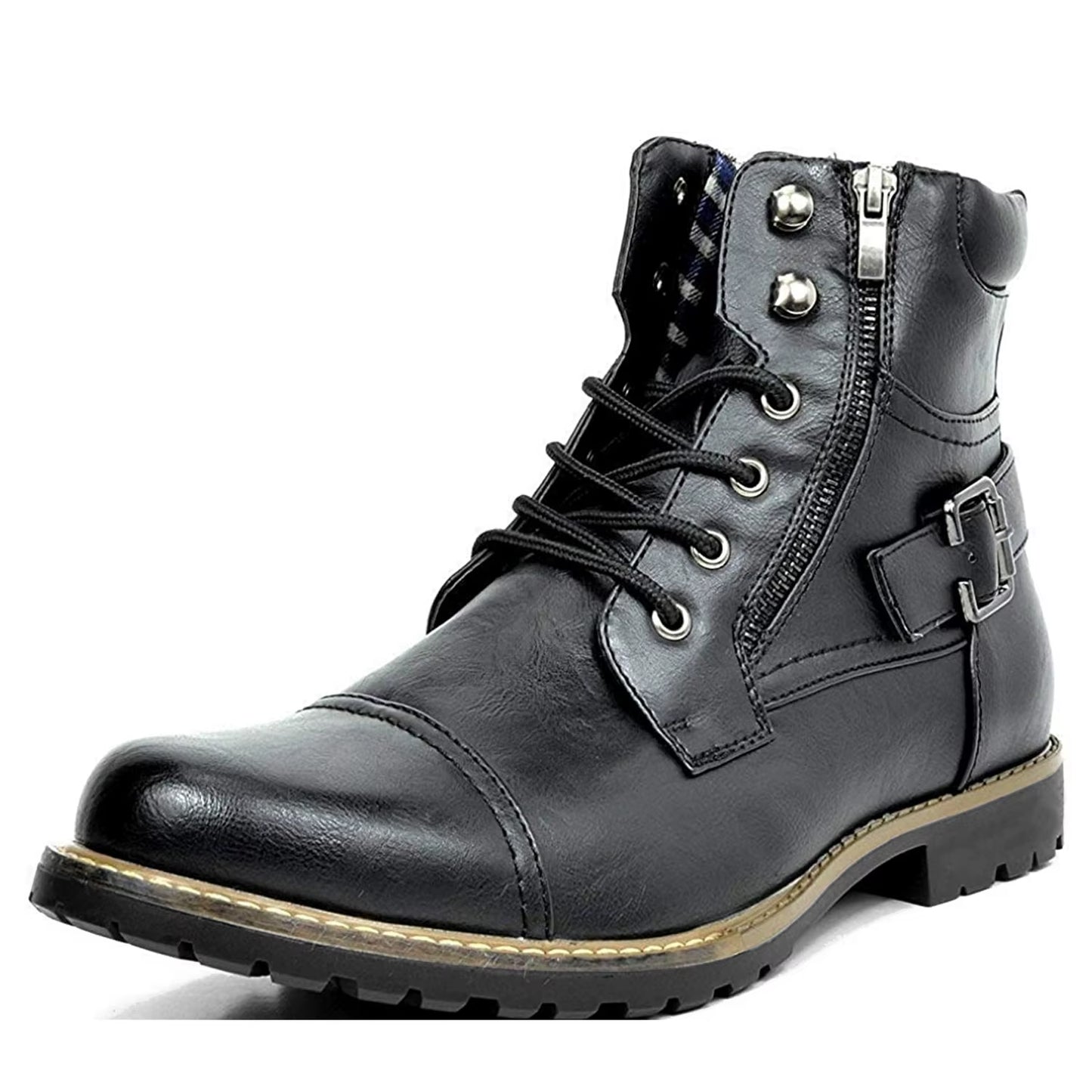 Metal Double Zipper Motorcycle Men Boots Fashionable Men Mid Top Boots Botas Motocross Racing Shoes