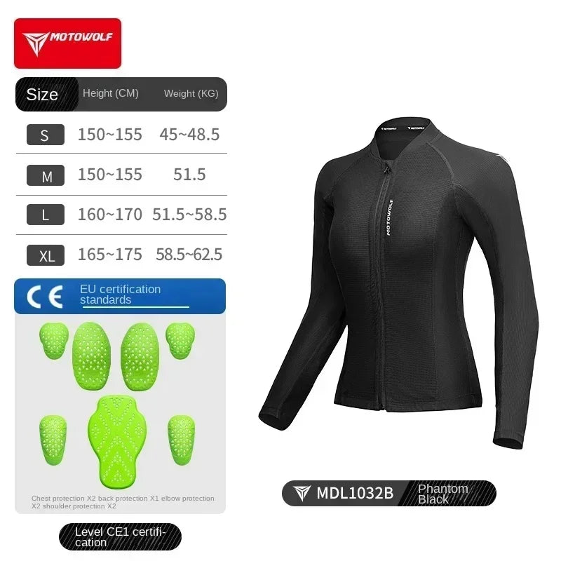 Motowolf Women Motorcycle Jacket Summer Biker Body Armor CE Certified Street Riding Jacket Elastic Motorcyclist Clothing Female