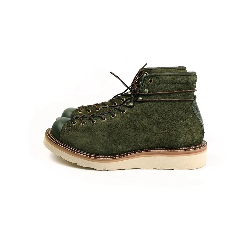 Handmade Quality Fashion Vintage Men Shoes Autumn Winter Real Leather Ankle Boots Tooling round Toe Motorcycle Boots Platform