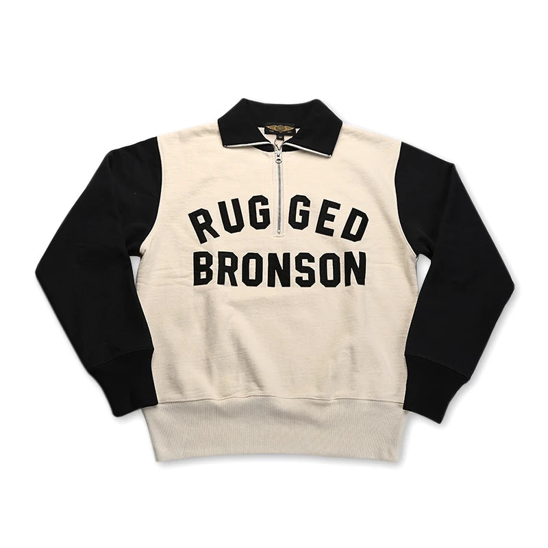 Bronson Heavyweight Vintage Motorcycle Racing Jersey 1/2 Zip Biker Sweatshirt