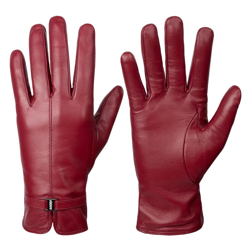 Motorcycle Leather Gloves Waterproof Woman Motocross Driving Thermal Gloves for Cold Cycling Winter Mtb Riding Full Finger Glove