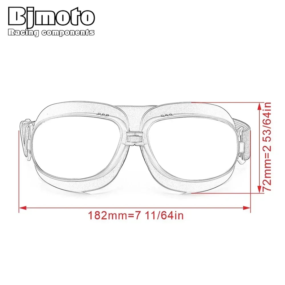 Foldable Motorcycle Goggles Vintage Helmet Goggles ATV UTV Biker Eyewear Goggles Glasses for Pilot Scooter Dirt Bike