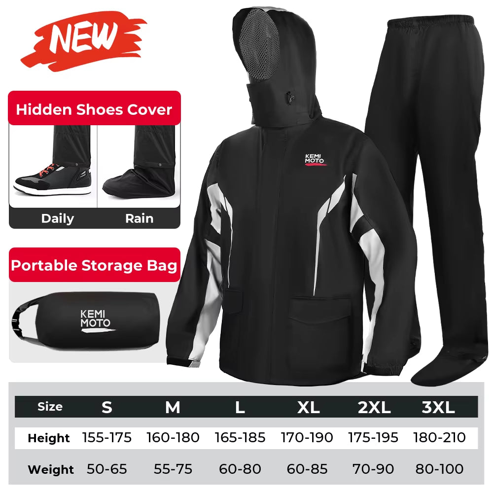Summer Motorcycle Raincoat Rain Jacket Pants LED Alert Split Suit Rainstorm Waterproof Reflective Impermeable for Outdoor Riding