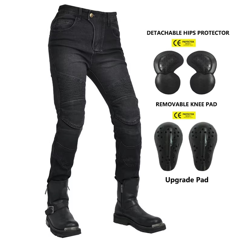 Motorcycle 2025 New Jeans Women Upgrade Silicone Protector Detachable Racing Road Rider Four Seasons Casual Fashion Moto Pants