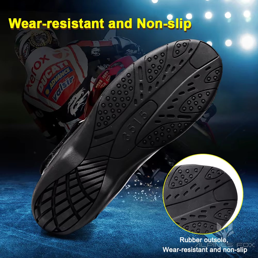 Motorcycle Leather Shoes Moto Boots Racing Bottes Motocross Boots PU Fabric Rubber Sole Wear-Resistant Anti-Collision Easy Wear