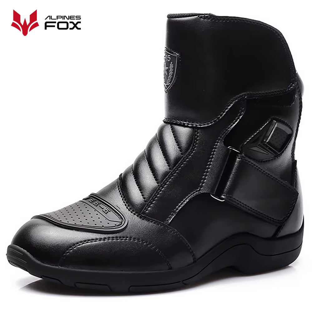 Motorcycle Leather Shoes Moto Boots Racing Bottes Motocross Boots PU Fabric Rubber Sole Wear-Resistant Anti-Collision Easy Wear