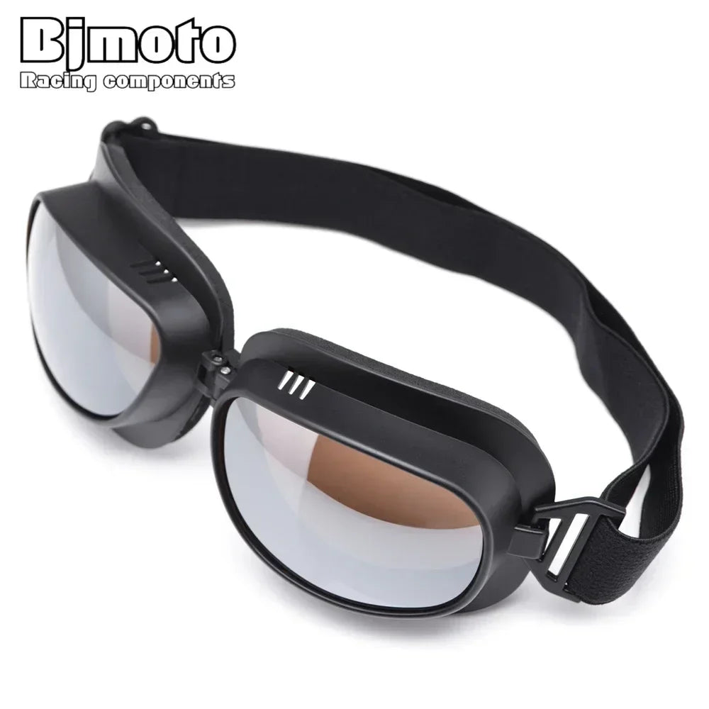 Foldable Motorcycle Goggles Vintage Helmet Goggles ATV UTV Biker Eyewear Goggles Glasses for Pilot Scooter Dirt Bike