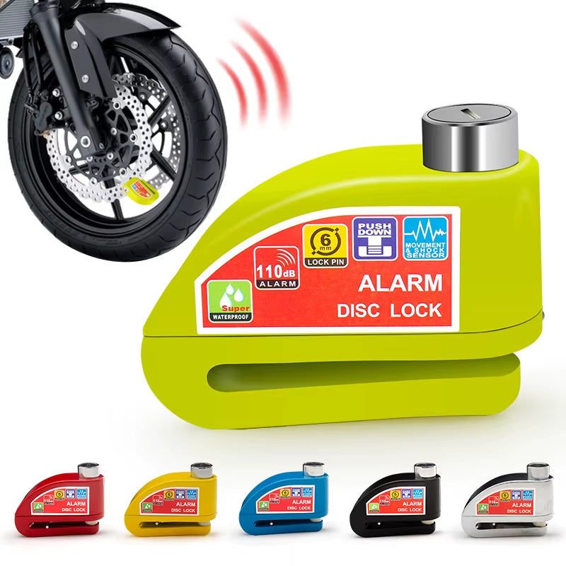 Motorcycle Bicycle Lock Alarm Safety Protection Padlock Disc Aluminum Alloy Anti-Theft Reminder Rope Lock Bag Motorcycle Accesso