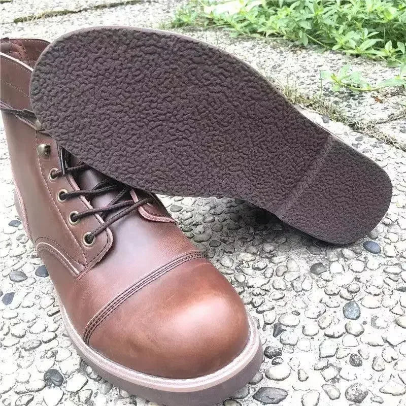 Winter Vintage Tooling Men Motorcycle Boots Quality Cow Leather round Toe Brwon Casual Ankles Shoes Zapatos Hombre
