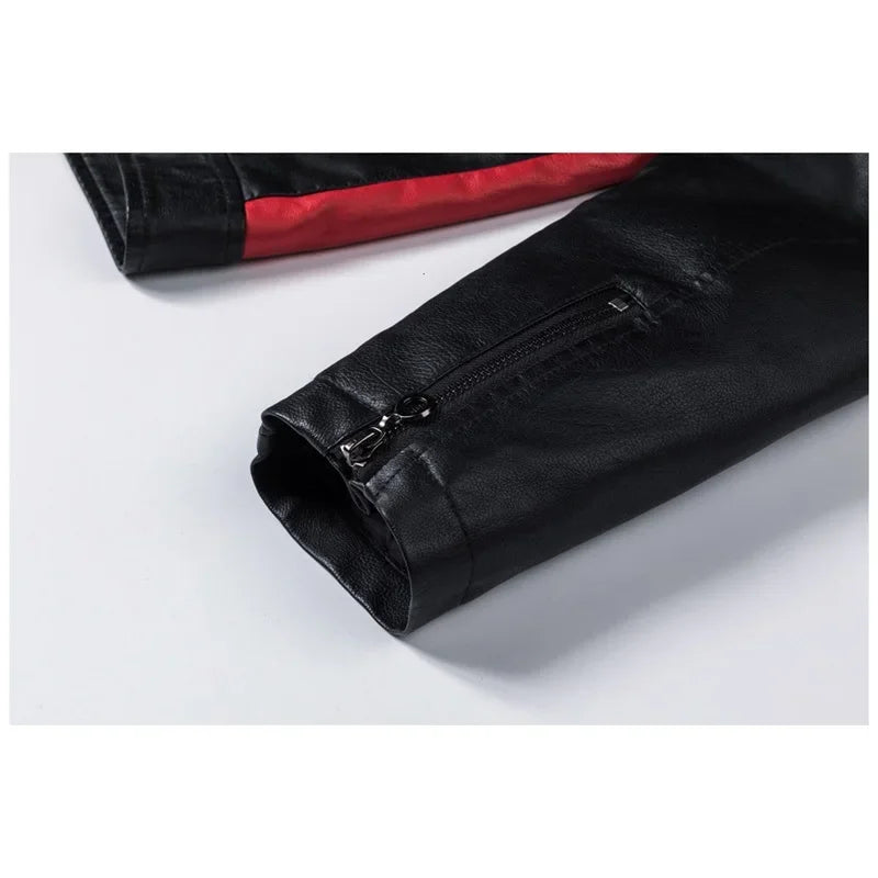 Autumn and Winter Casual Stitching Motorcycle Leather Jacket Fashion Retro Warm Jackets Men and Women Comfortable Trendy Clothin