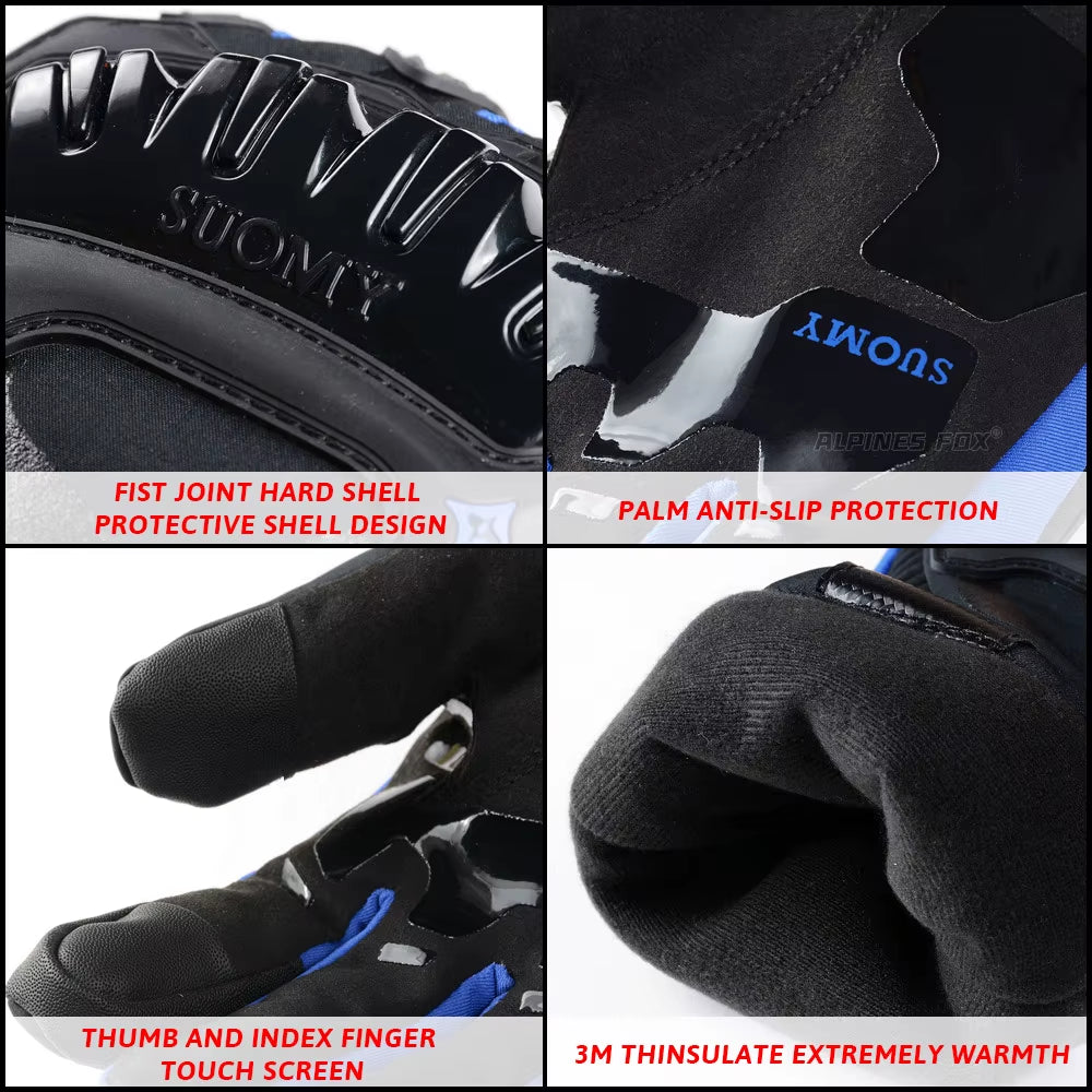 SUOMY Winter Warm Women Pink Motorcycle Gloves 100%Waterproof Lady Teens Girls Purple Motocross Motorbike Racing Riding Gloves