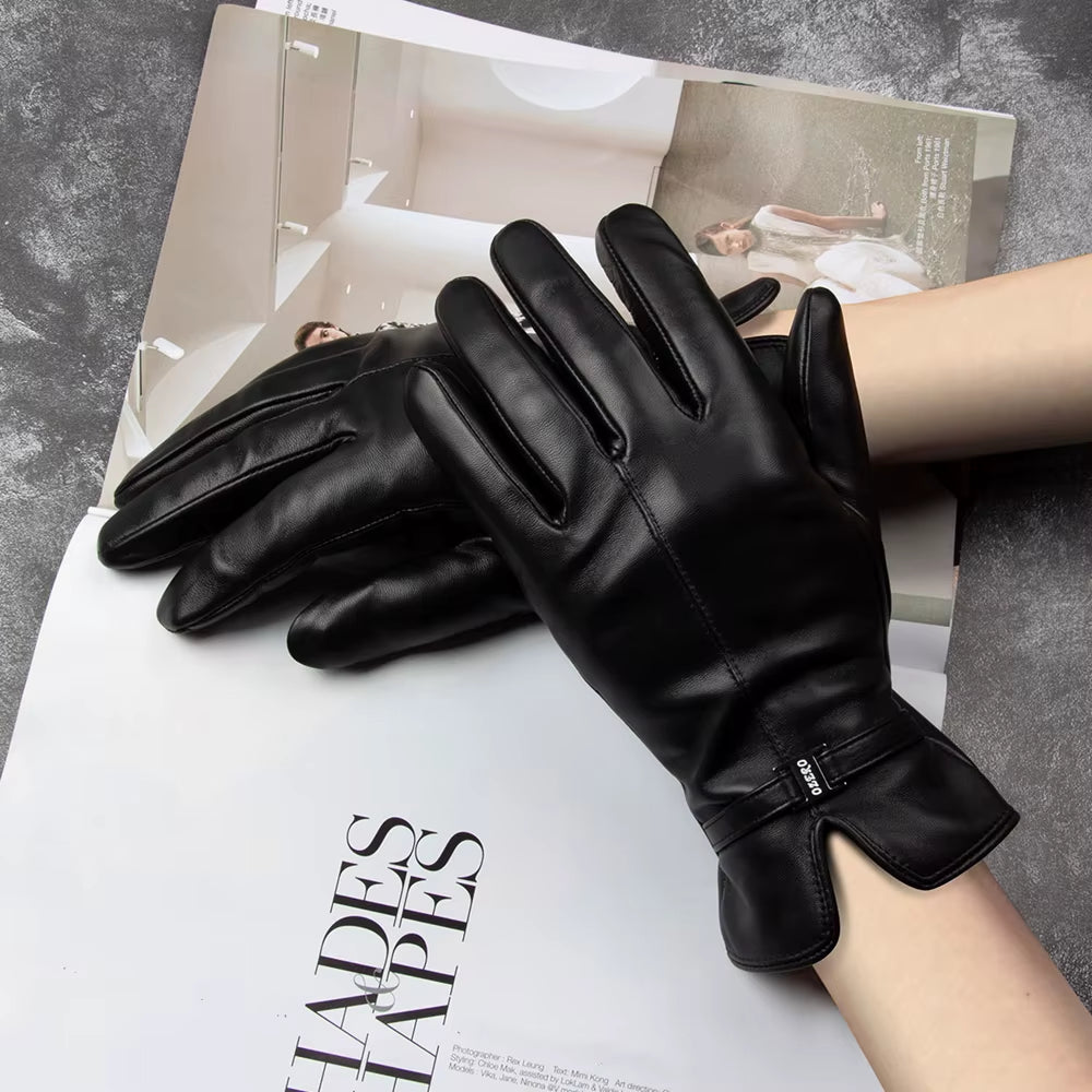 Motorcycle Leather Gloves Waterproof Woman Motocross Driving Thermal Gloves for Cold Cycling Winter Mtb Riding Full Finger Glove