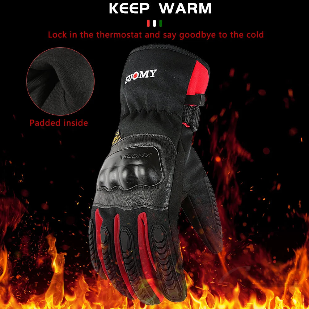 SUOMY Motorcycle Gloves Winter Waterproof Windproof Motorbike Motocross Racing Gloves Touchscreen Warming Moto Biker Gloves
