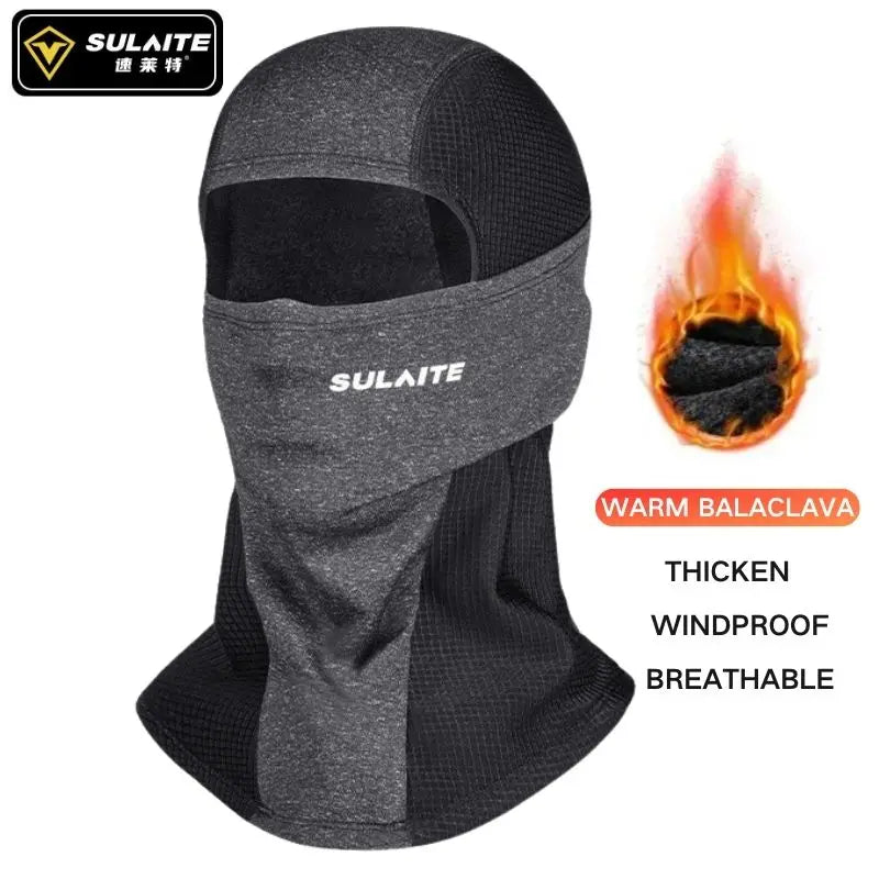 Sulaite Winter Motorcycle Balaclava Moto Neck Warmer Waterproof Warm Snowmobile Face Shield Cycling Mask Full Face Headwear