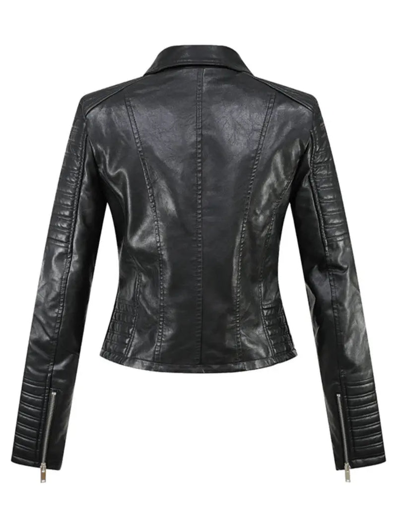 2025 New Autumn Winter Women'S Motorcycle & Biker Faux Leather Jackets Female Vintage High Street Black PU Punk Coats Outerwear