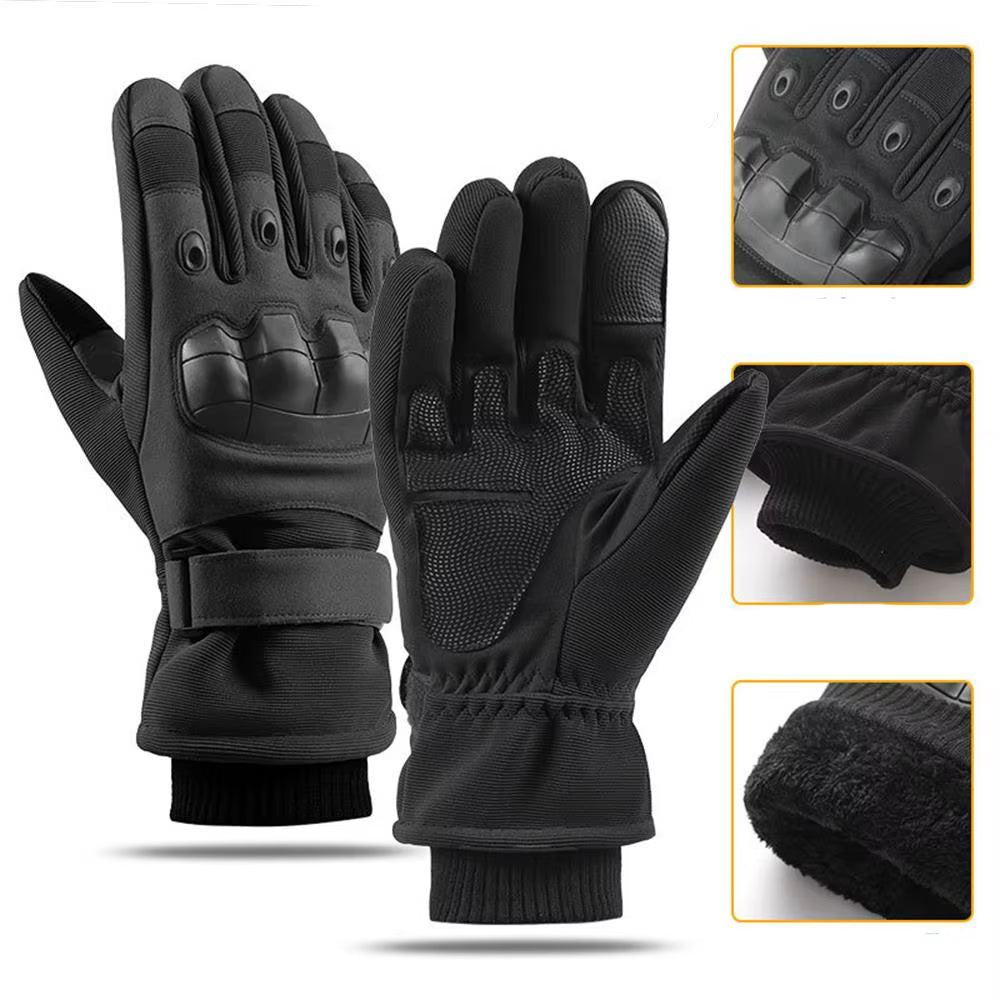 Winter Motorcycle Gloves Windproof Guantes Moto Men'S Motorbike Riding Gloves Touch Screen Moto Motocross Gloves Black