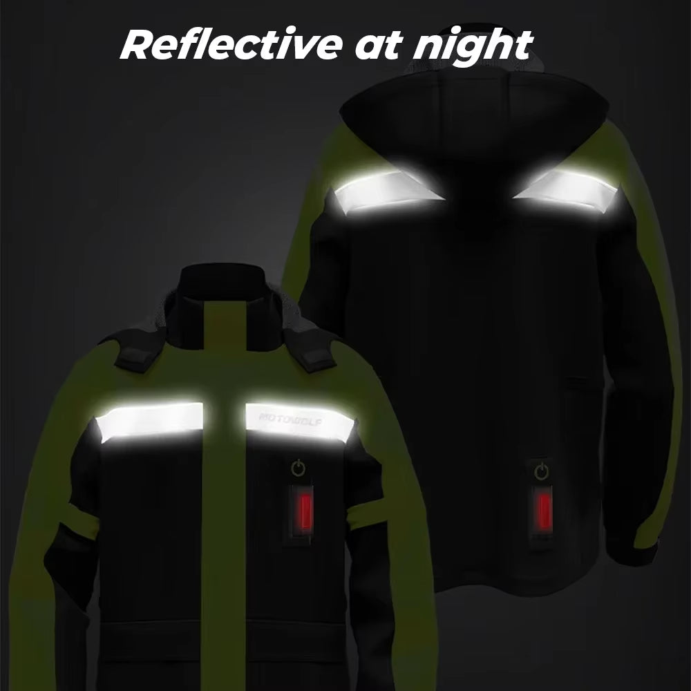 Summer Motorcycle Raincoat Rain Jacket Pants LED Alert Split Suit Rainstorm Waterproof Reflective Impermeable for Outdoor Riding