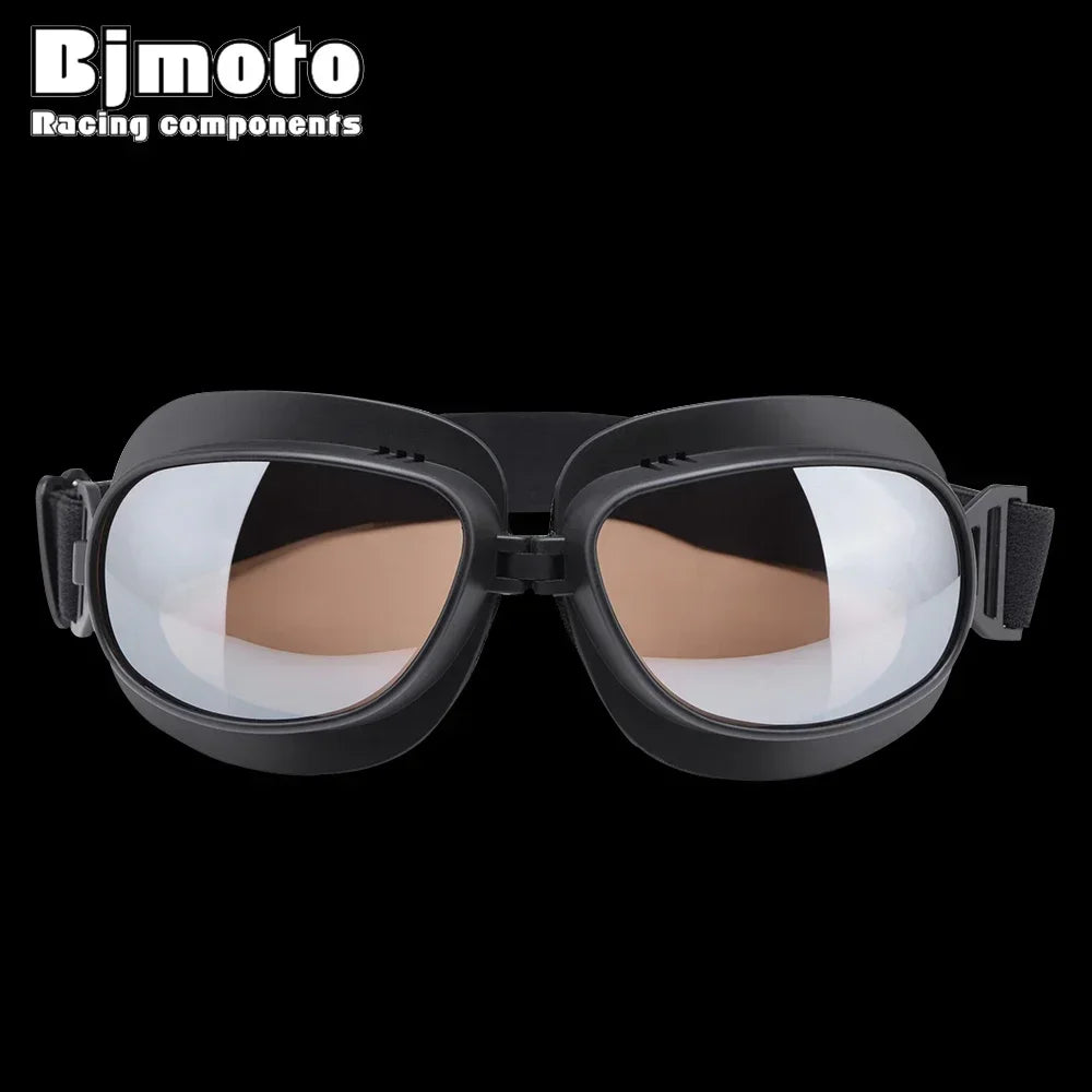 Foldable Motorcycle Goggles Vintage Helmet Goggles ATV UTV Biker Eyewear Goggles Glasses for Pilot Scooter Dirt Bike