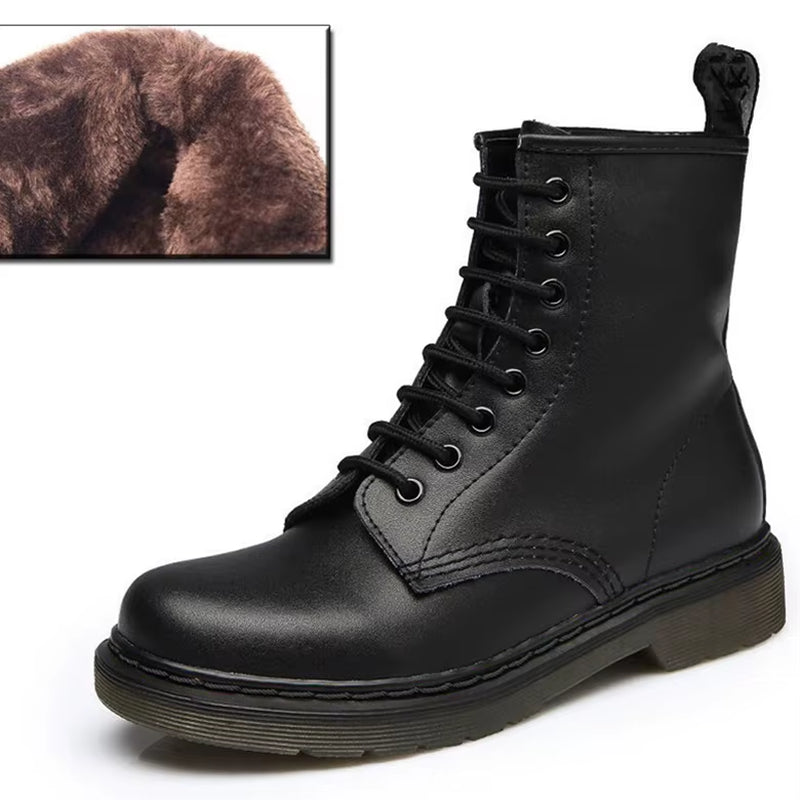 Genuine Leather Boots Women White Ankle Boots Motorcycle Boots Female Autumn Winter Shoes Woman Punk Winter Botas Mujer Spring