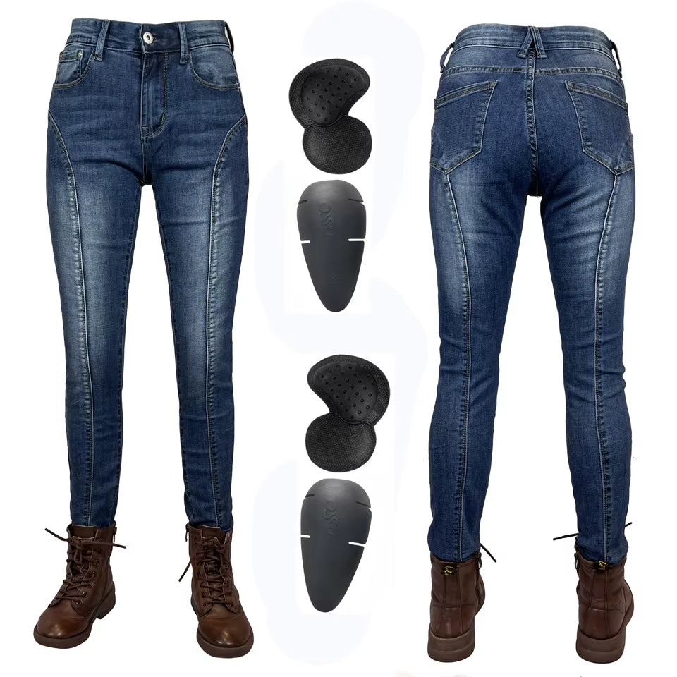 Protective Jeans Women Motorcycle Pants Blue Moto Jeans Protective Gear Blue Motorbike Trousers Motocross Pants Moto Pants