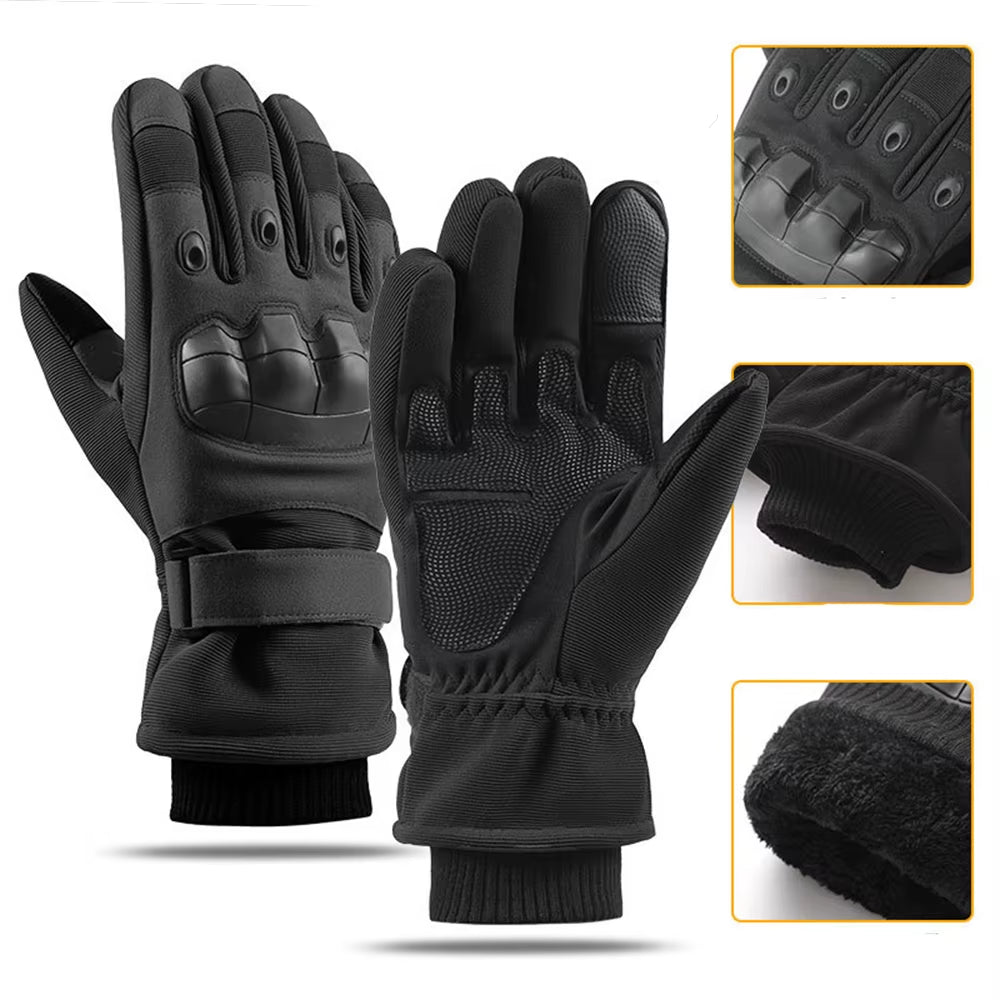 Winter Motorcycle Gloves Windproof Guantes Moto Men'S Motorbike Riding Gloves Touch Screen Moto Motocross Gloves Black