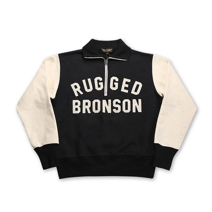 Bronson Heavyweight Vintage Motorcycle Racing Jersey 1/2 Zip Biker Sweatshirt