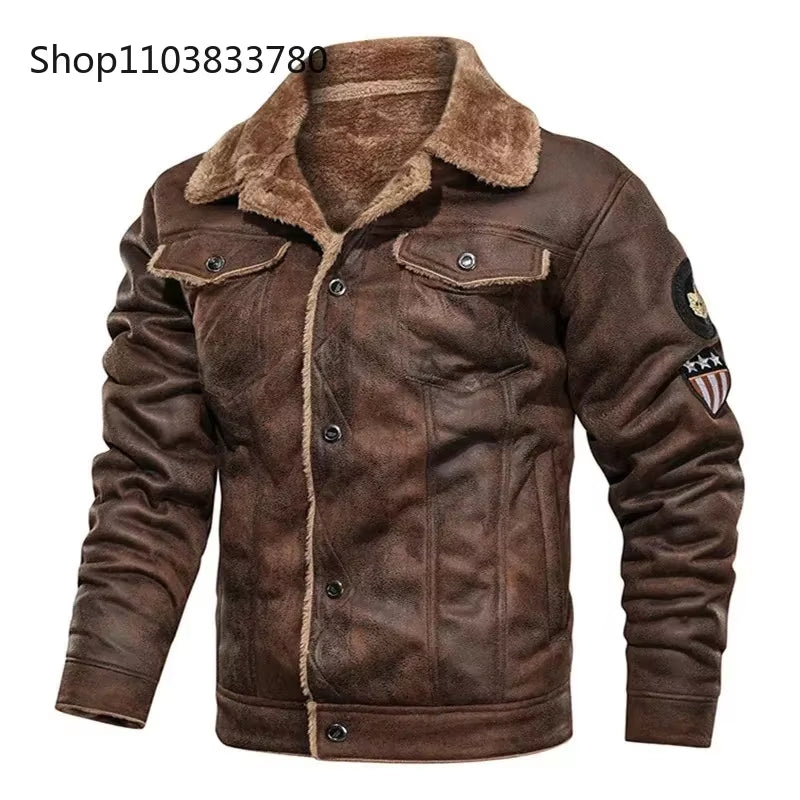 Men'S Leather Jackets Warm Thick Autumn Casual Motorcycle PU Bomber Jacket Biker Leather Coats Male Windbreaker Brand Clothing