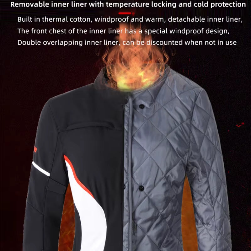 LYSCHY Motorcycle Jacket Women Autumn Winter Warm Anti-Fall Motocross Riding Clothing Waterproof Wear-Resistant Off-Road Jacket